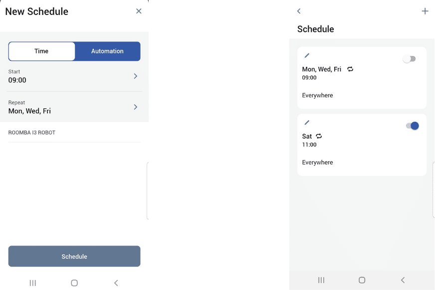 Der Timer wird in der iRobot Roomba App für den i3+ angelegt